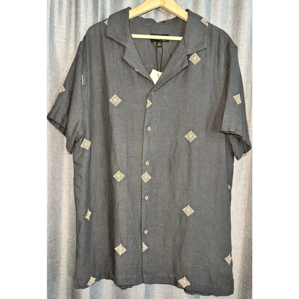 Truth by Republic NWT Shirt Mens Size Large Linen Woven Embroidered